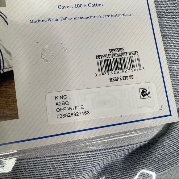 Southern Tide Suefside King Coverlet Navy Nautical Coastal Blanket - Picture 5 of 5